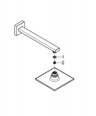 Верхний душ Grohe Euphoria Cube 150 (26073000) квадратный, 152х152 мм, с душевым кронштейном от стены 286 мм