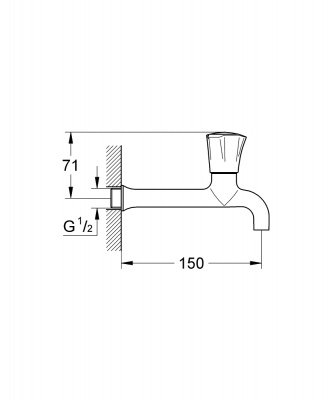 Вентиль настенный Grohe Costa L (30064001) маркировка синяя, хром