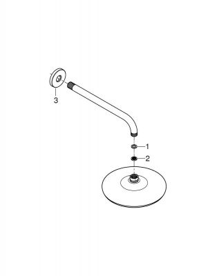Верхний душ с настенным кронштейном Grohe Tempesta 210 (26411000) круглый, диаметр 210 мм, держатель 286 мм, хром