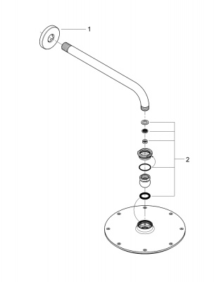 Верхний душ Grohe Rainshower Cosmopolitan 210 (26062000) верхний душ диам. 210 мм, с душевым кронштейном 286 мм, хром