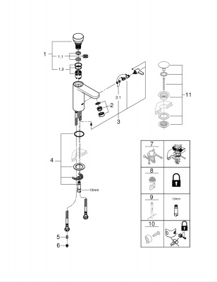 Смеситель Grohe Eurosmart Cosmopolitan T (36317000) автоматический для раковины