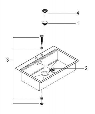 Мойка кухонная из нержавеющей стали Grohe K800 (31584SD0) 85х56 см, монтаж вровень со столешницей, клапан-автомат, нержавеющая сталь