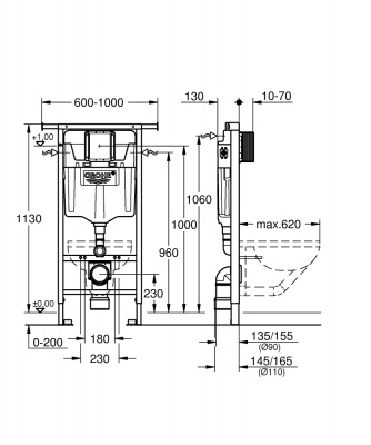 Инсталляция Grohe Rapid SL (38588001) 113 см, для подвесного унитаза, для инсталляционных шахт