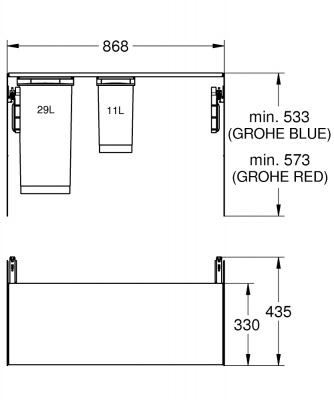 GROHE Blue Система сортировки отходов и мусора -

90 см, 11/29 л