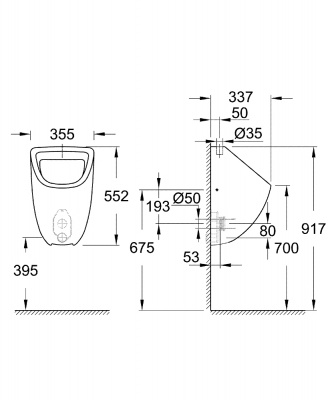 Писсуар Grohe Bau Ceramic (39439000) с наружной подводкой
