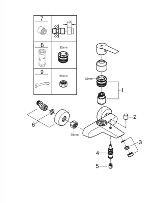 Смеситель для ванны Grohe Start (322782432), черный матовый