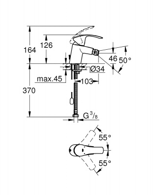 Смеситель Grohe Eurosmart new (32927002) для биде, с цепочкой, хром
