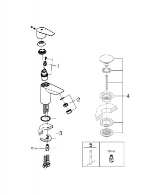 Смеситель Grohe BauEdge New (23330001) для раковины, гладкий корпус, хром