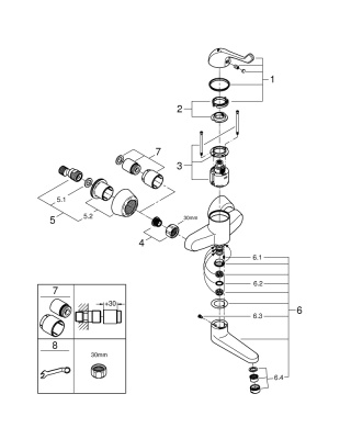 Смеситель Grohe Euroeco Special (32792000) однорычажный безопасный для раковины, настенный монтаж, рычаг 120 мм, вынос 196 мм