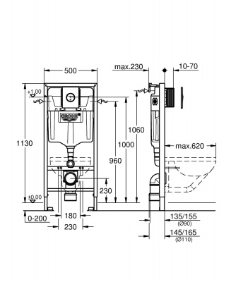 Инсталляция Grohe Rapid SL (38813001) 113 см, для подвесного унитаза в комплекте (4 в 1)