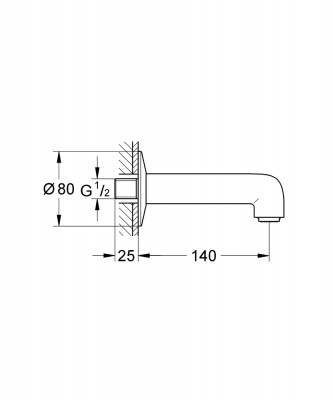 Излив для ванны Grohe BauClassic (13258000) длина 140 мм, хром