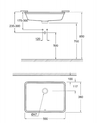 Раковина встраиваемая снизу Grohe Cube Ceramic PureGuard (3948000H) 49х37 см, с гигиеническим покрытием, без отверстия под смеситель