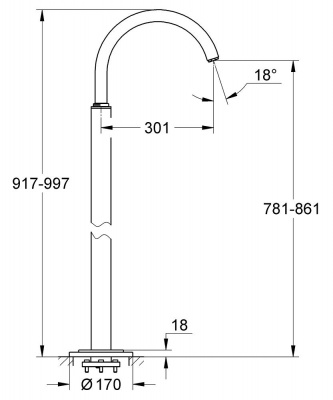 Излив Grohe Atrio (13216001) для ванны, напольный монтаж, комплект верхней монтажной части для 45 984