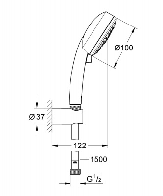 Душевой набор Grohe New Tempesta Cosmopolitan 100 III (27588002) 3 режима, ограничитель расхода воды 9,5 л/мин, хром